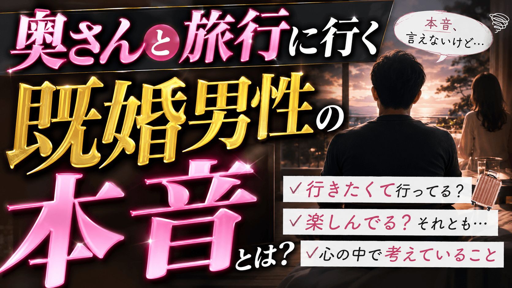 奥さんと旅行に行く既婚男性の本音|家族旅行に行く理由と本当に見るべきポイントとは